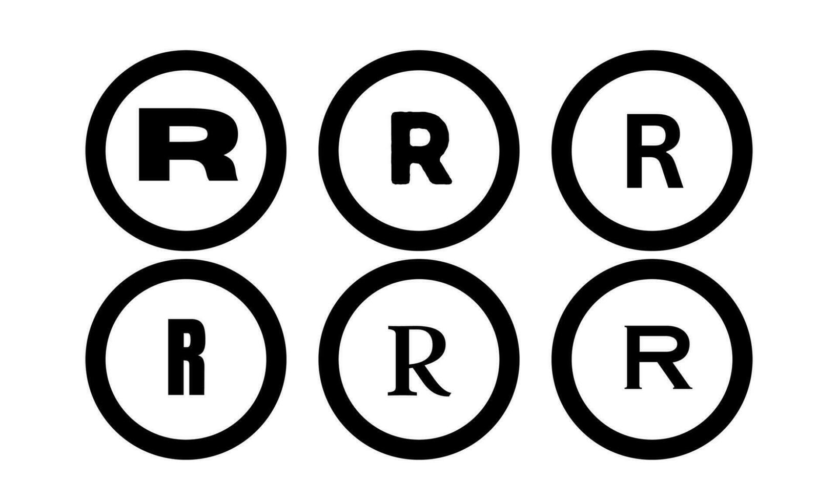 R registered trademark. Symbols. registered Trademark symbol Design for your business. registered trademark icons set symbol Desing for your business. vector