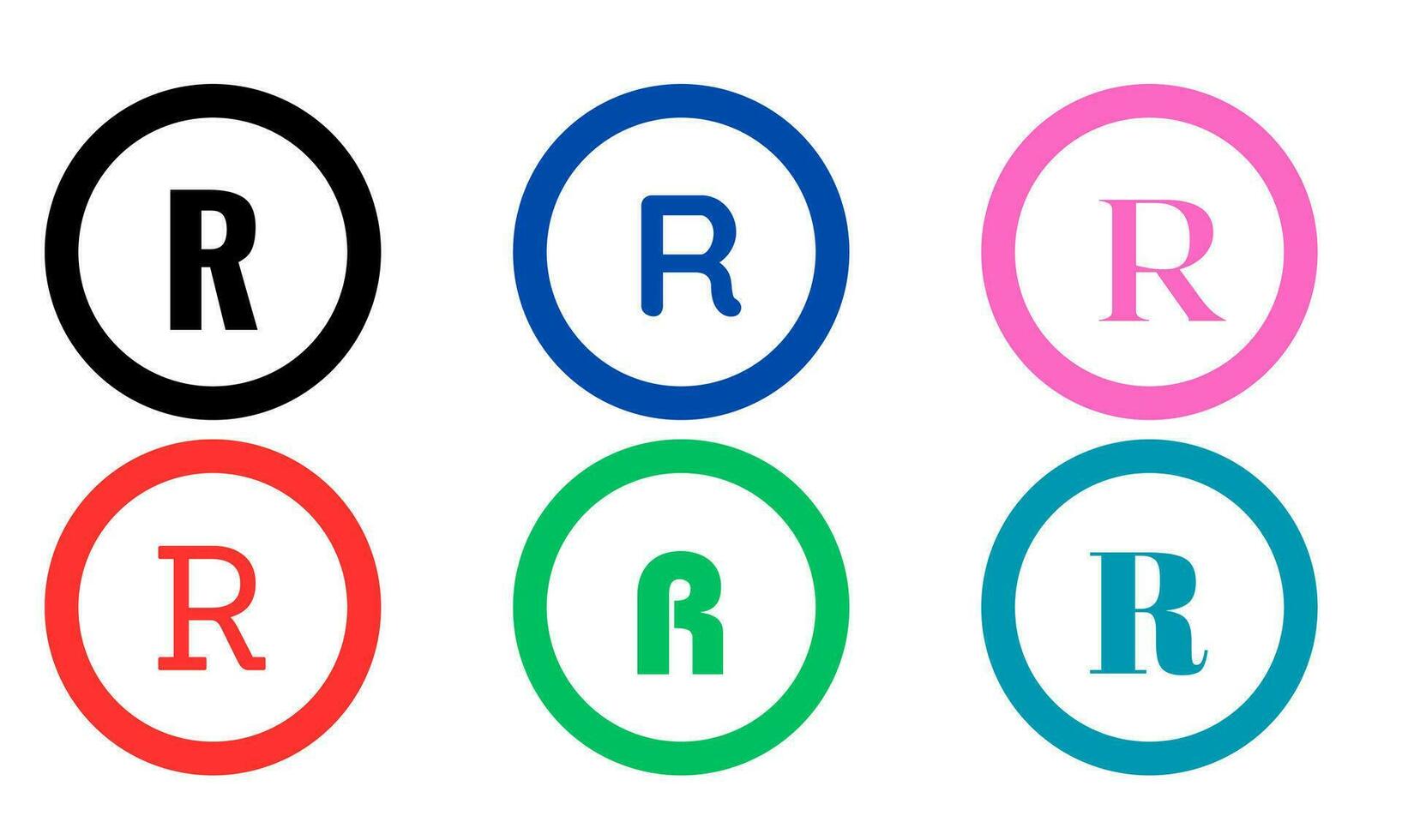 R registered trademark. Symbols. registered Trademark symbol Design for your business. registered trademark icons set symbol Desing for your business. vector