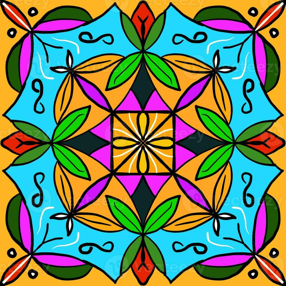 Ornament pattern with beauty Color square abstract art Illustration template photo