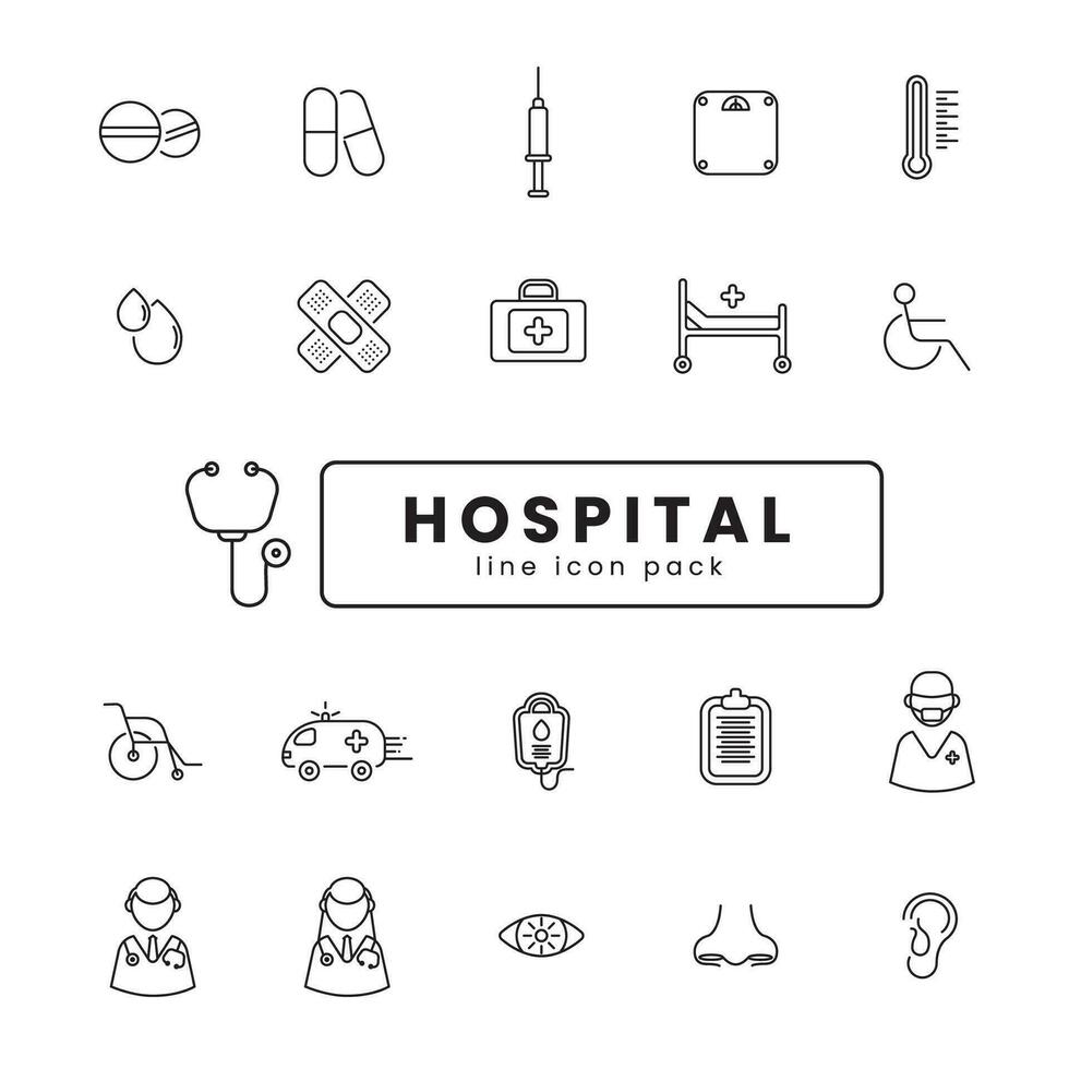 hospital línea icono conjunto vector