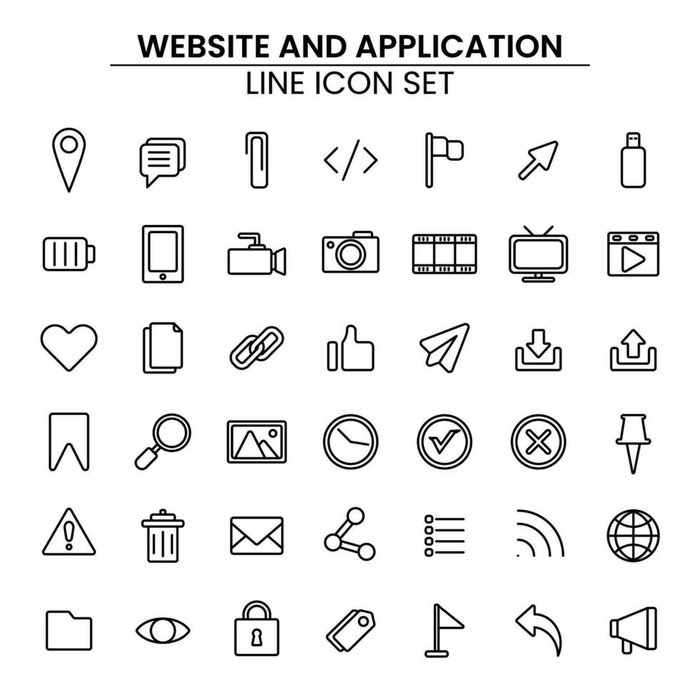 web y aplicación línea icono conjunto vector