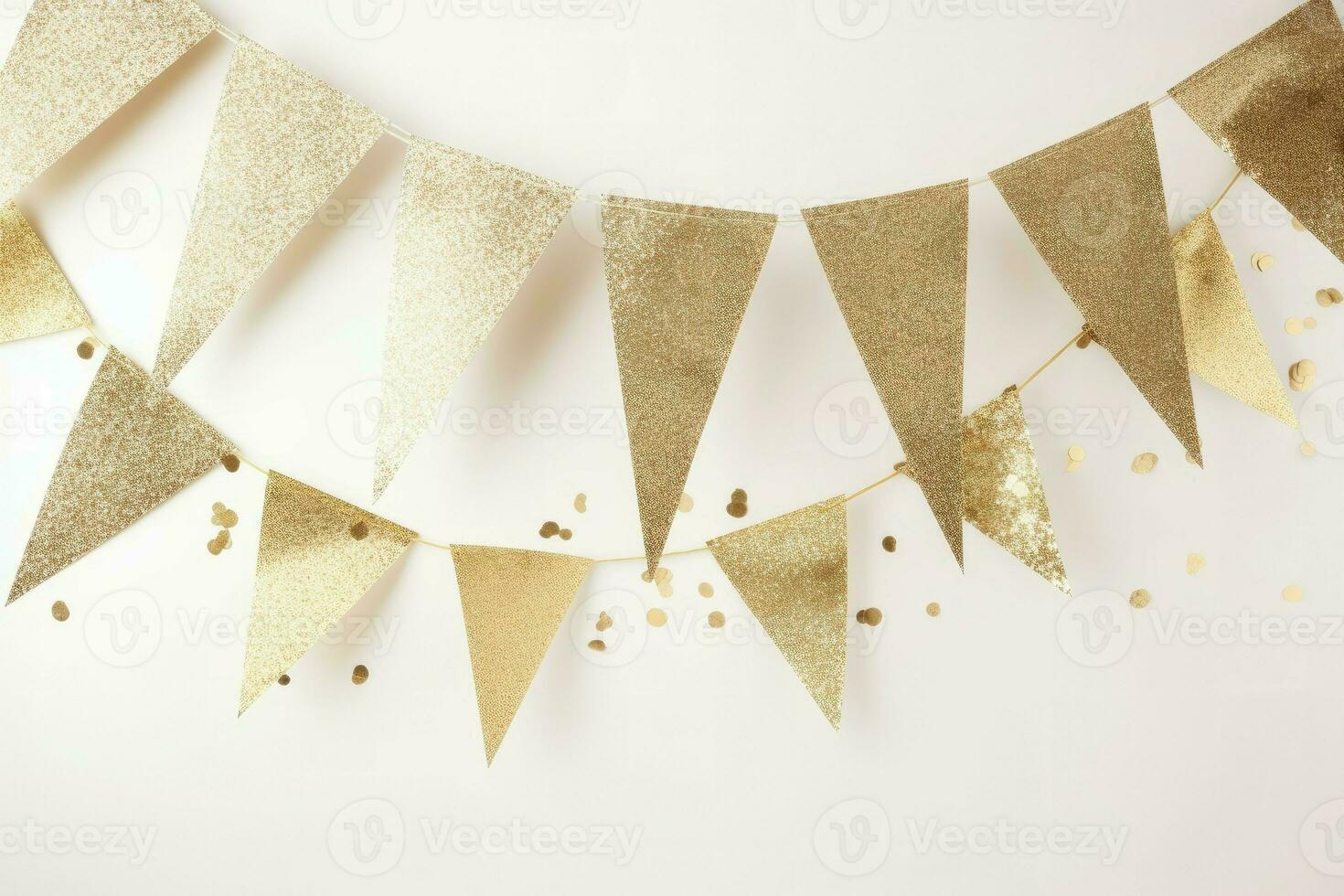 Golden flags line. Generate Ai photo
