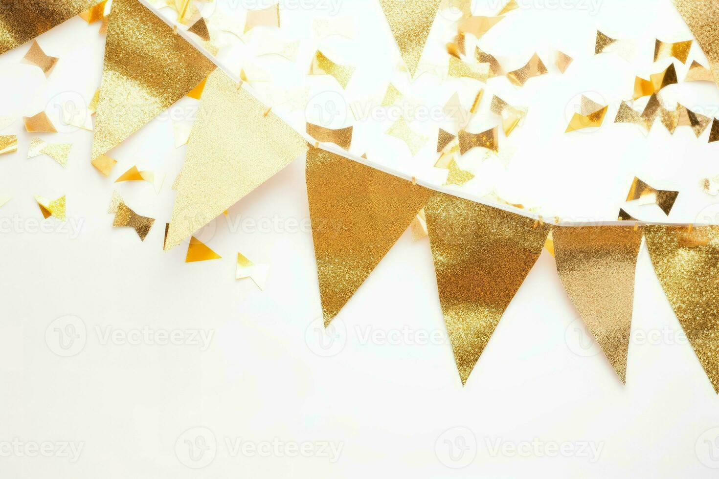 Golden flags line holiday. Generate Ai photo