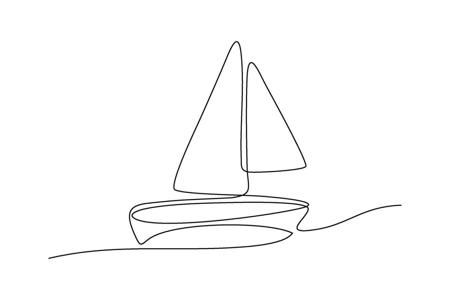 Sailboat continuous line vector illustration