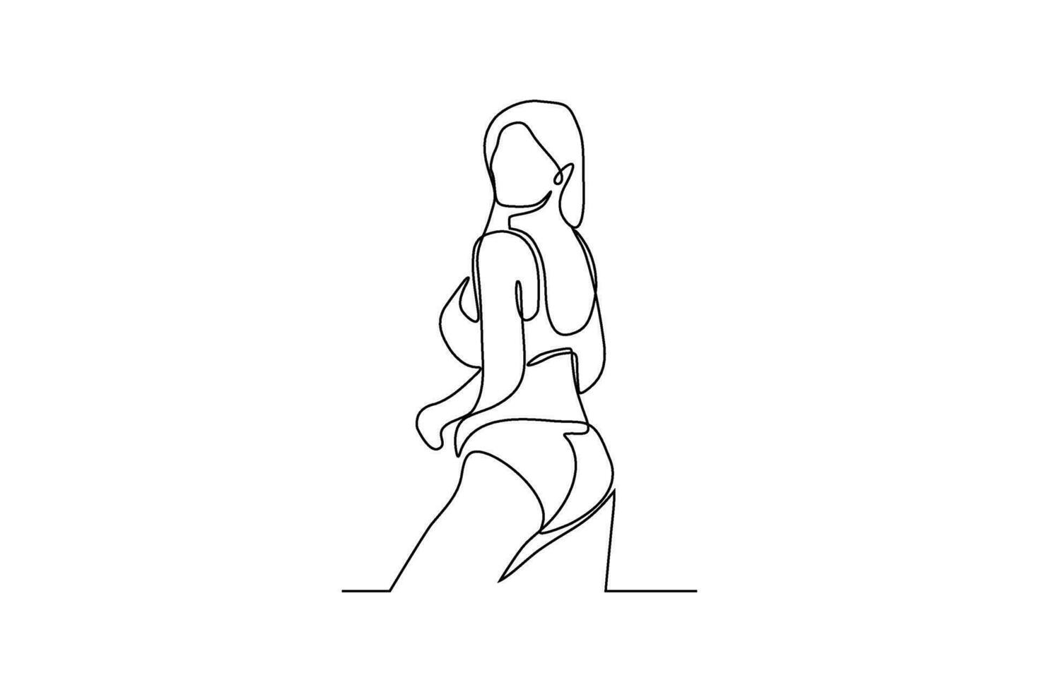 Continuous line vector illustration of a sexy woman
