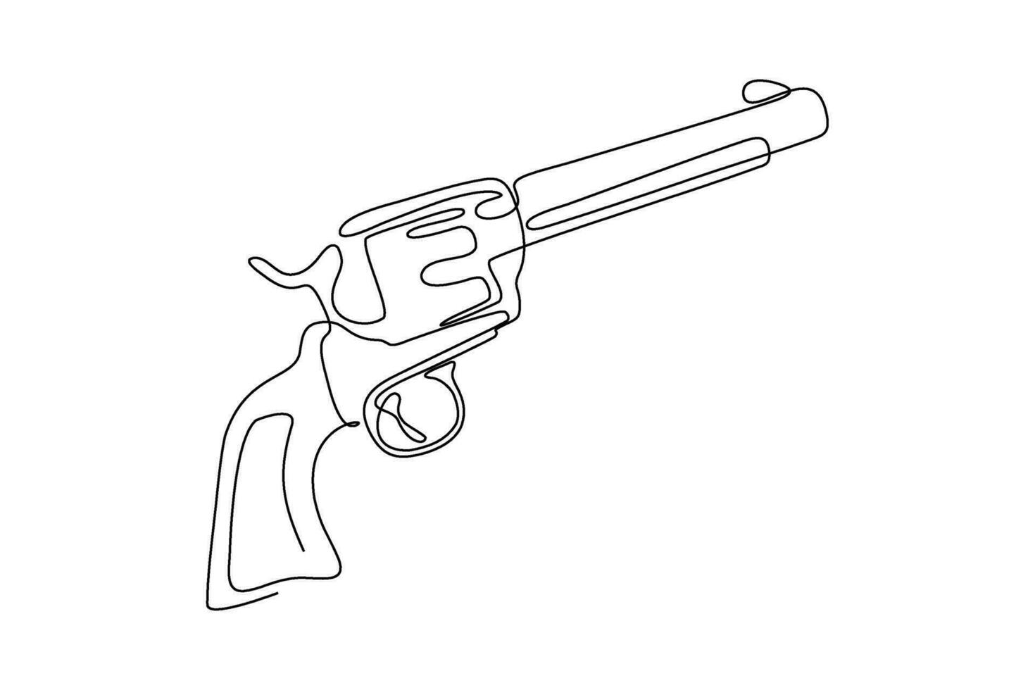 Gun. A short handgun for shooting at short distances. International Small Arms Destruction Day. One line drawing for different uses. Vector illustration.