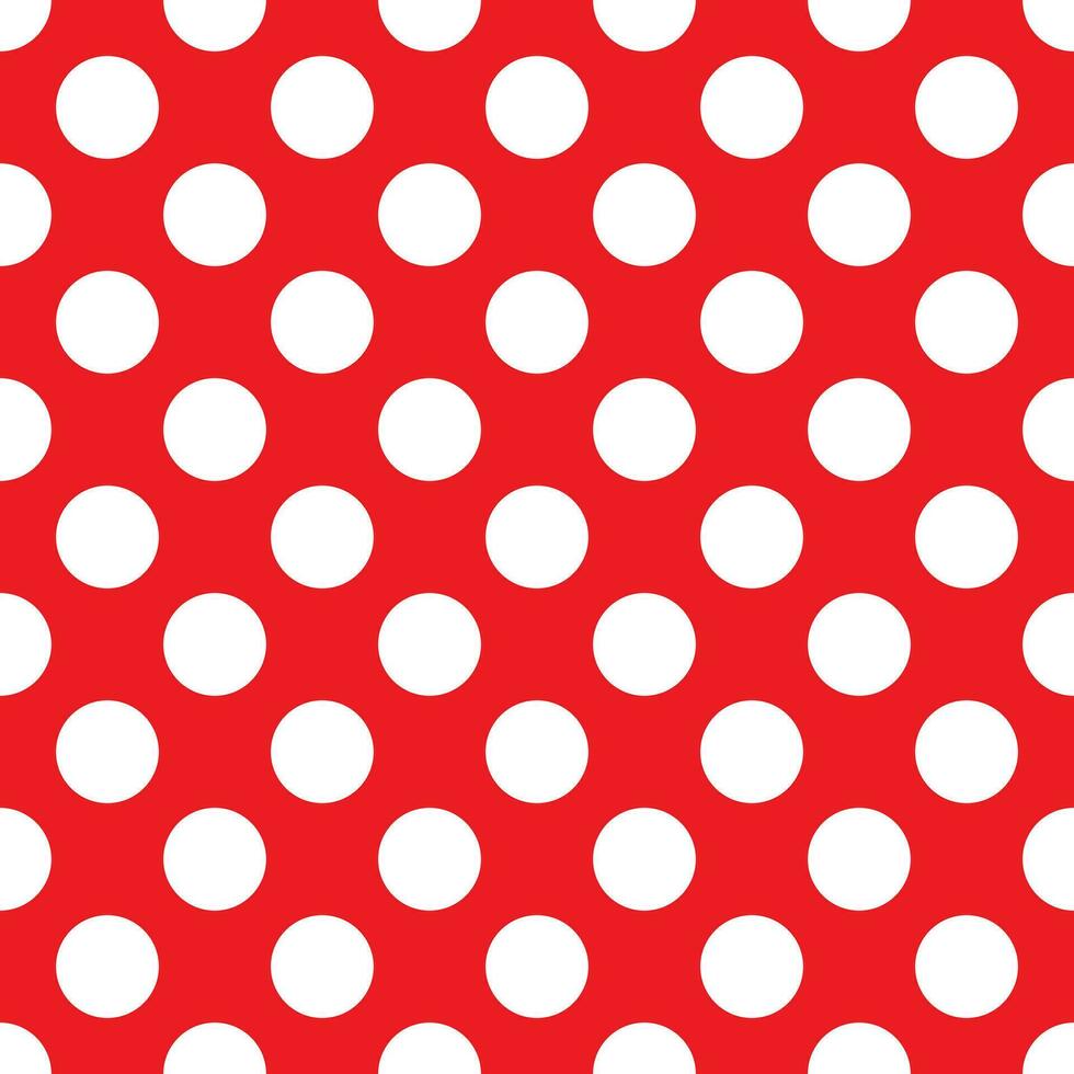 Red polka dot seamless pattern. retro texture. White polka dots on red background. vector