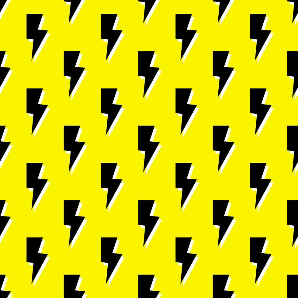 Thunder vector seamless pattern, wallpaper. Bolt symbol pattern. Yellow  seamless pattern with electric lightning bolts.