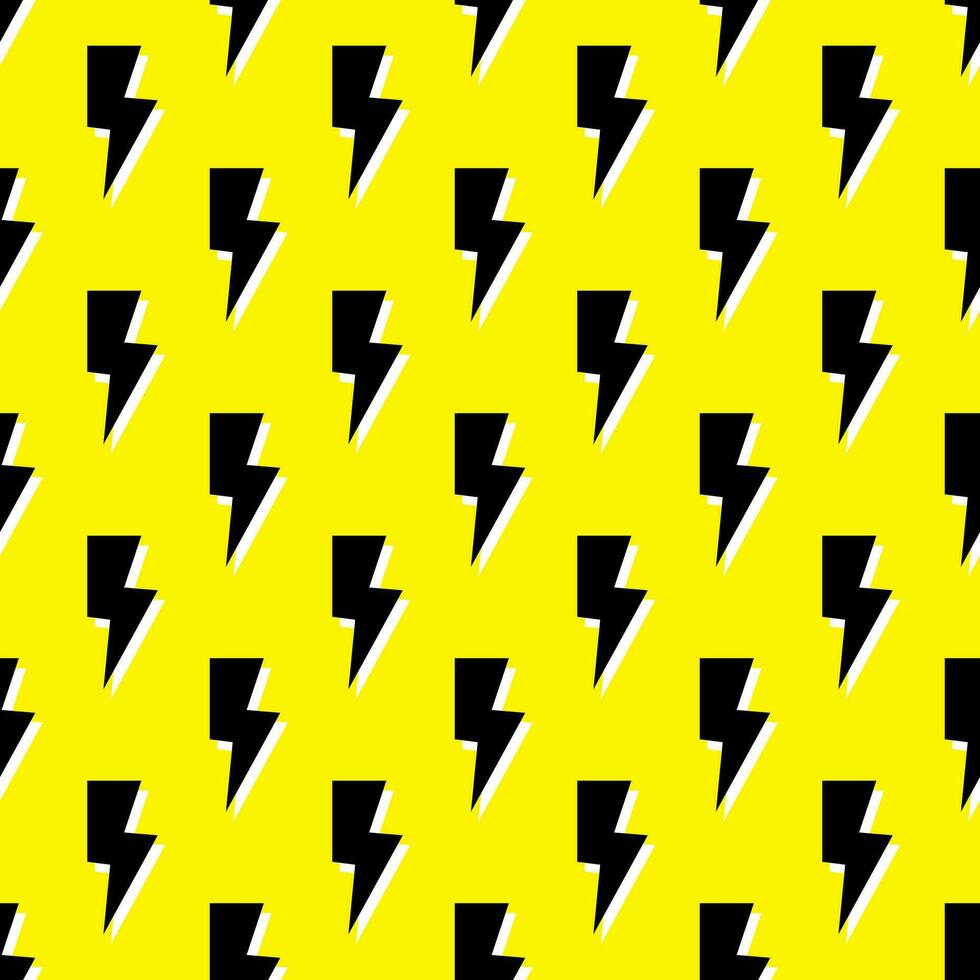 Thunder vector seamless pattern, wallpaper. Bolt symbol pattern. Yellow  seamless pattern with electric lightning bolts.