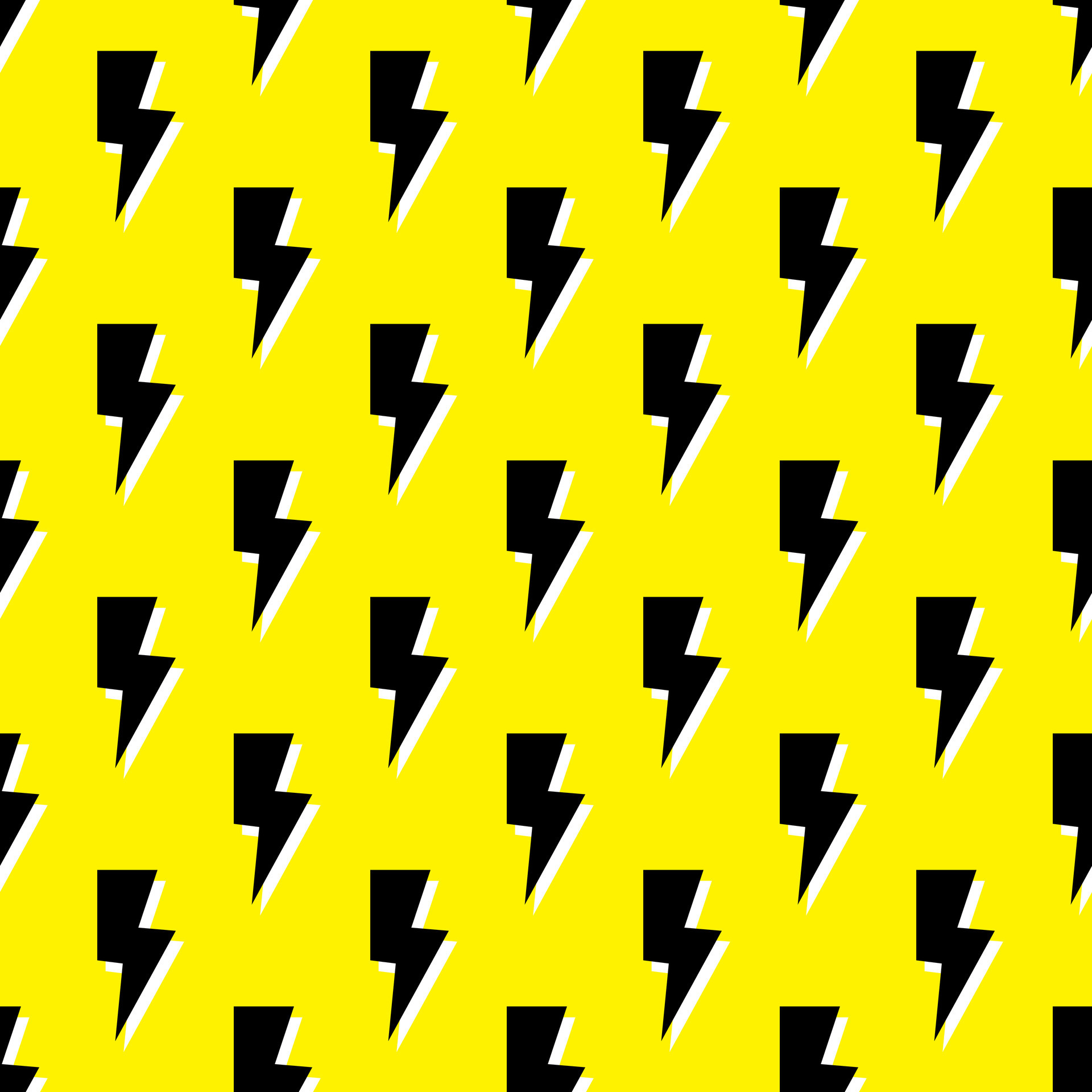 Thunder vector seamless pattern, wallpaper. Bolt symbol pattern. Yellow