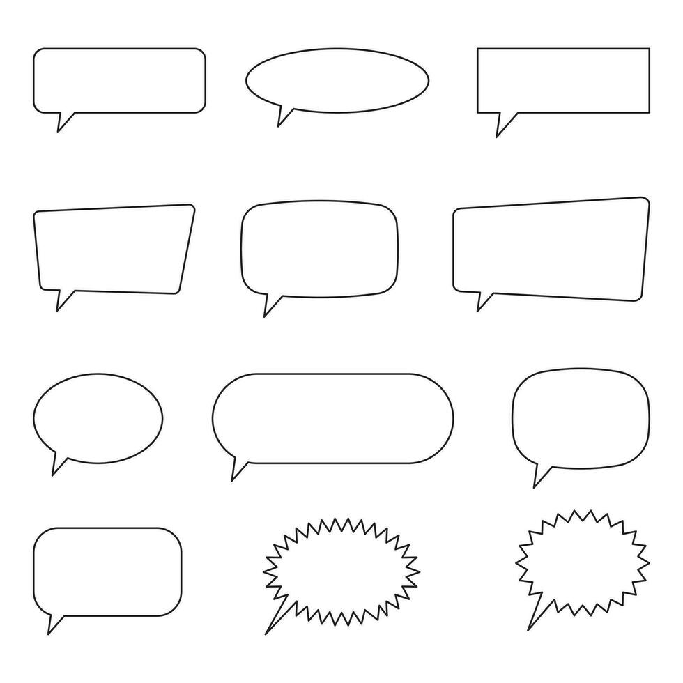 Speech bubble, speech balloon, chat bubble line art vector icon for apps and websites.