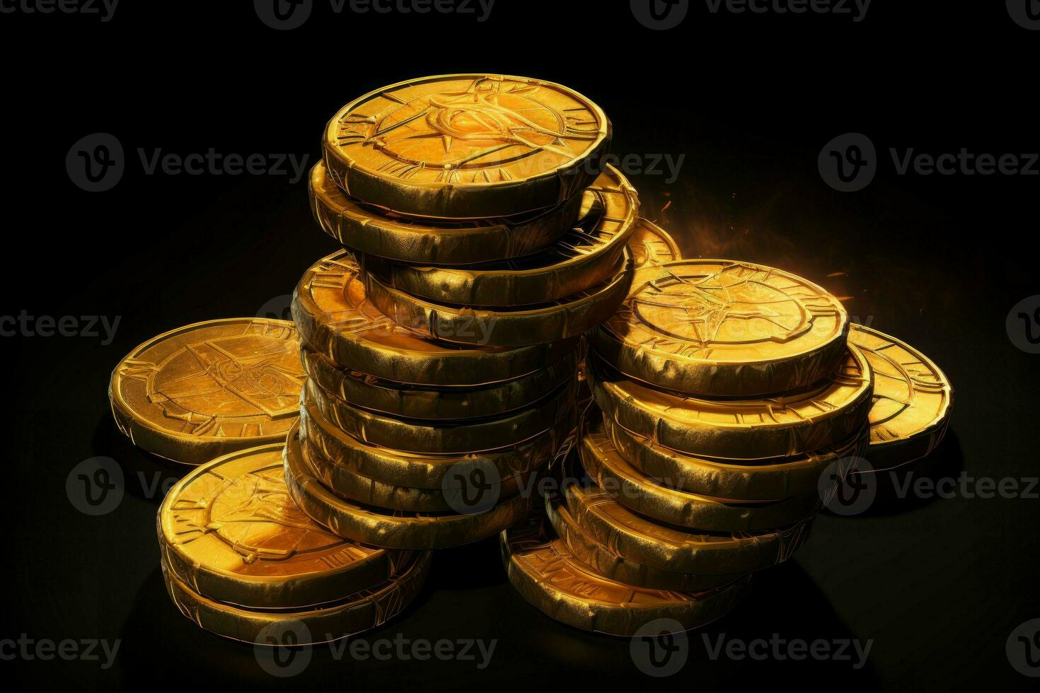 Gold coins stack success. Generate Ai photo