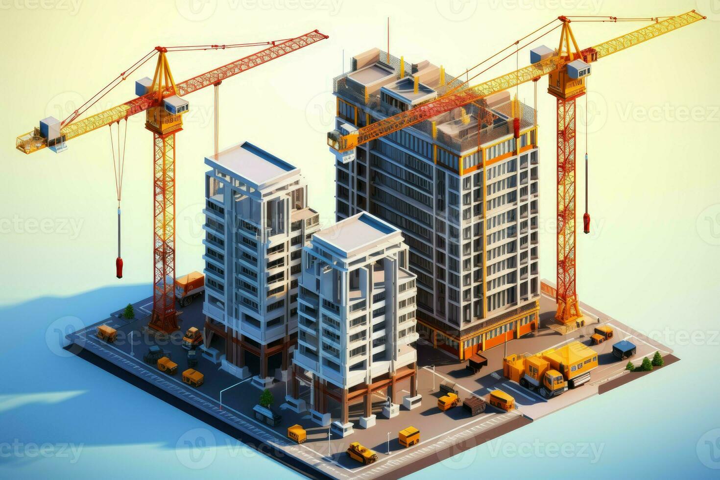 Crane building city. Generate Ai photo