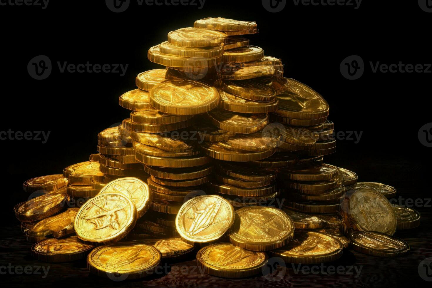 Gold coins stack. Generate Ai photo