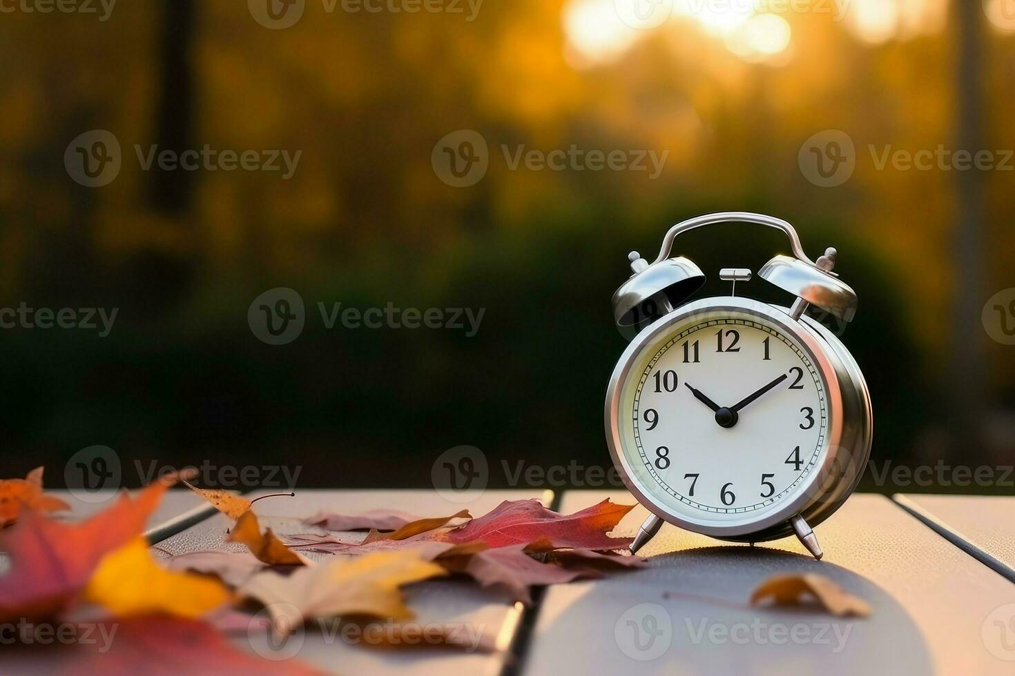 Alarm clock autumn. Generate Ai photo