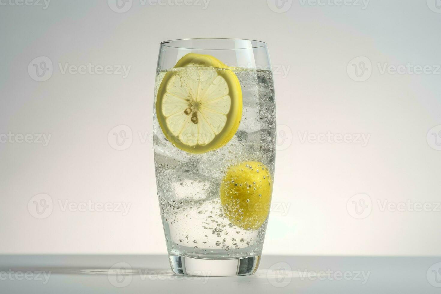 Lemon sparkling drink. Generate Ai photo