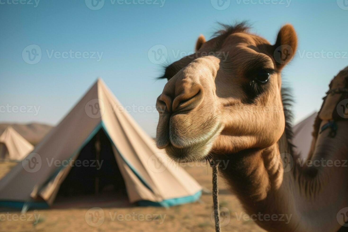 camello Desierto carpa. generar ai foto