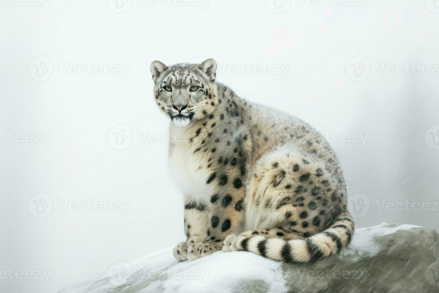 Snow leopard winter. Generate Ai photo