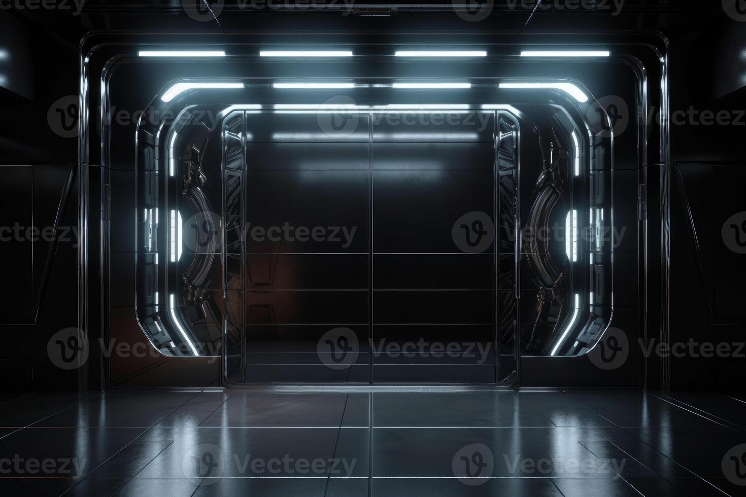 Spaceship sliding doors. Generate Ai photo