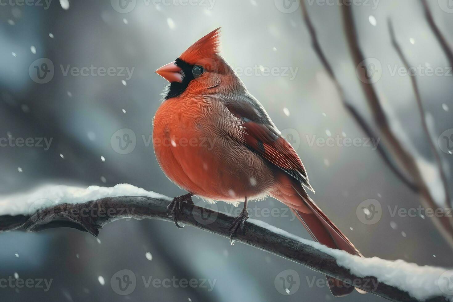 rojo cardenal pájaro. generar ai foto