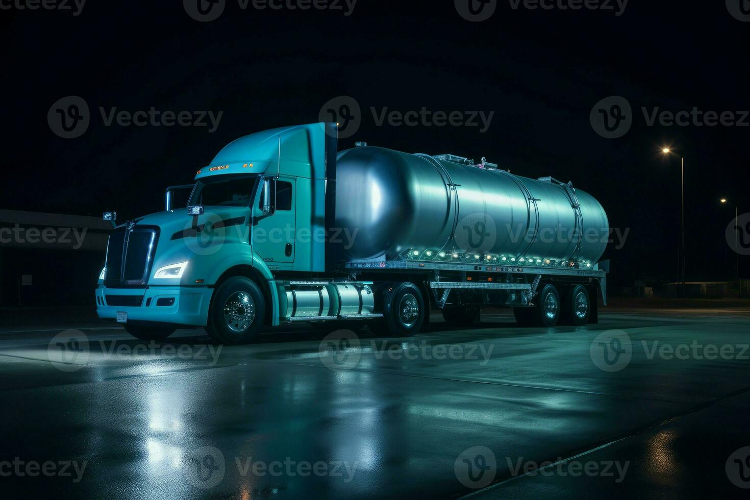 Truck hydrogen fuel cargo. Generate Ai photo