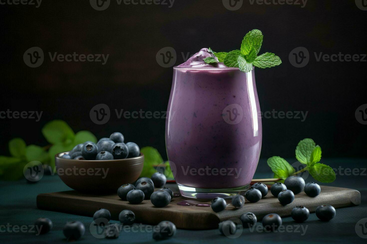 Blueberry smoothie food. Generate Ai photo