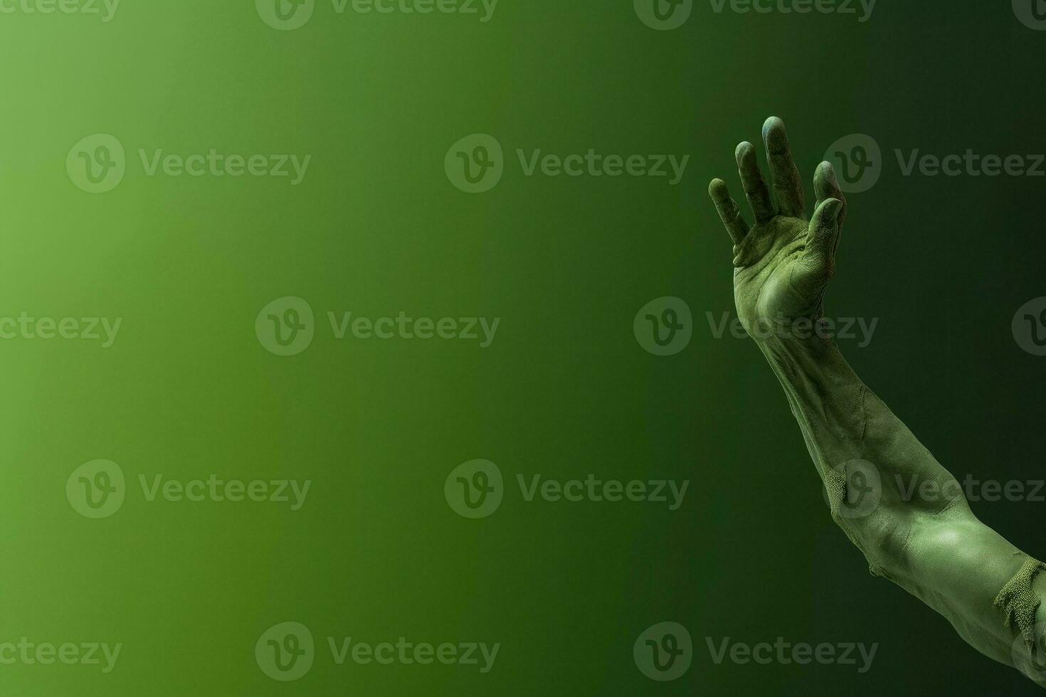 Green zombie hand mockup. Generate Ai photo