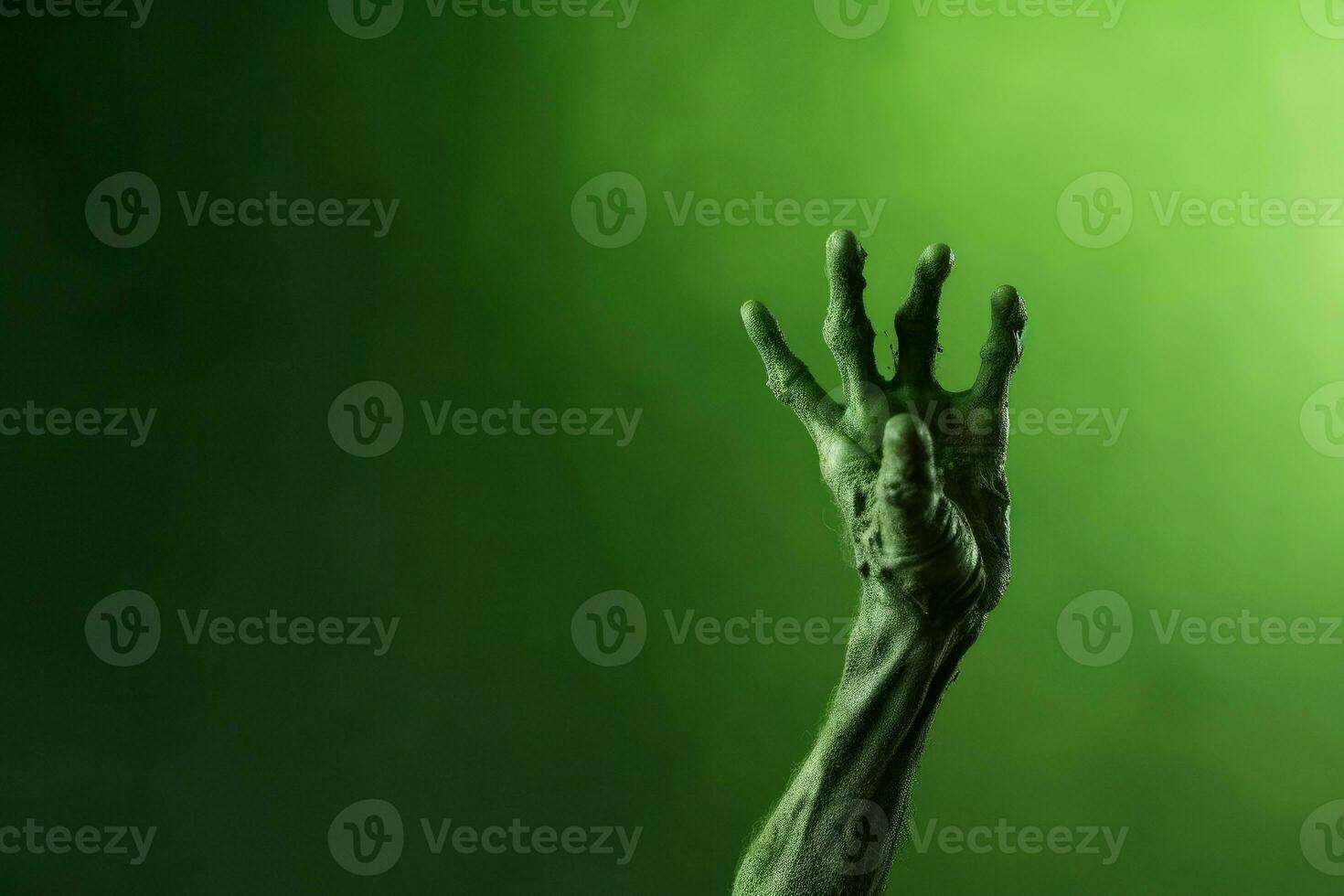 verde zombi mano. generar ai foto