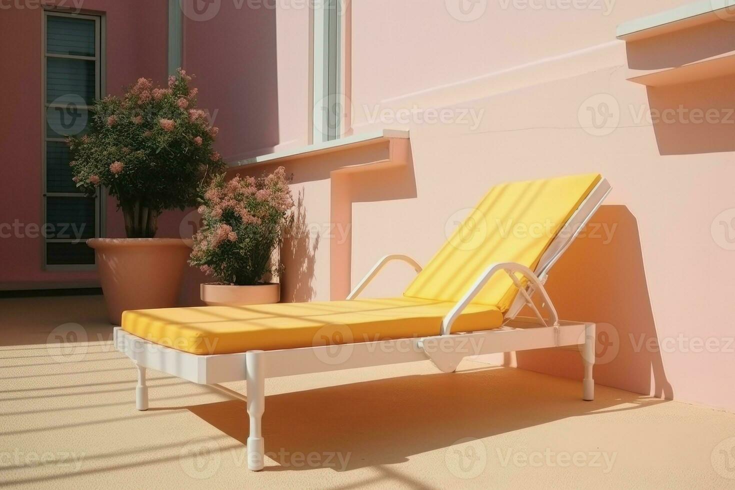 Sunbed pool. Generate Ai photo