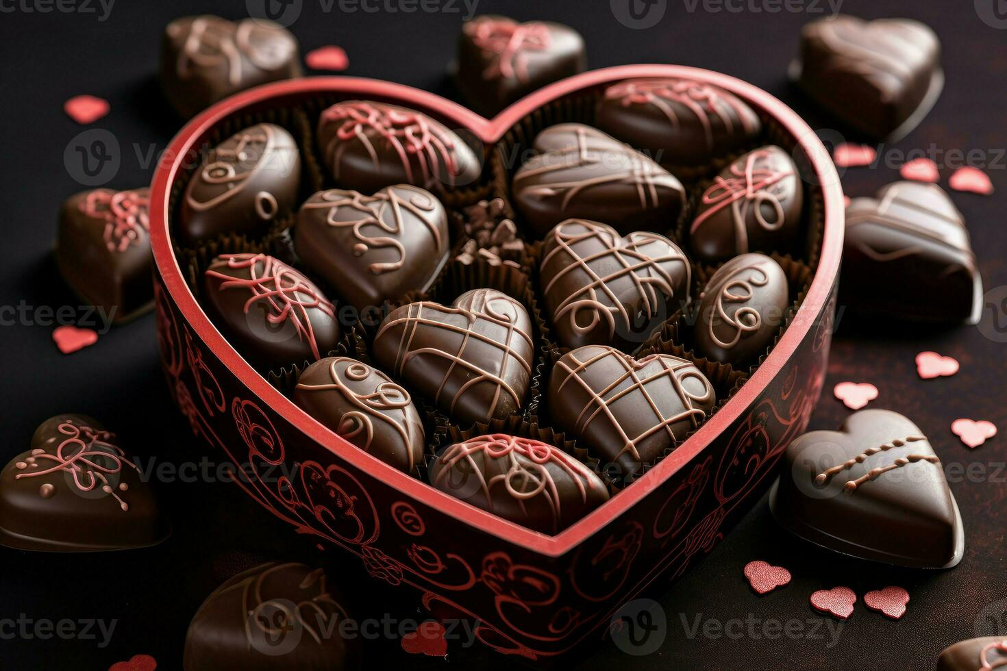 Valentine day chocolated box. Generate Ai photo