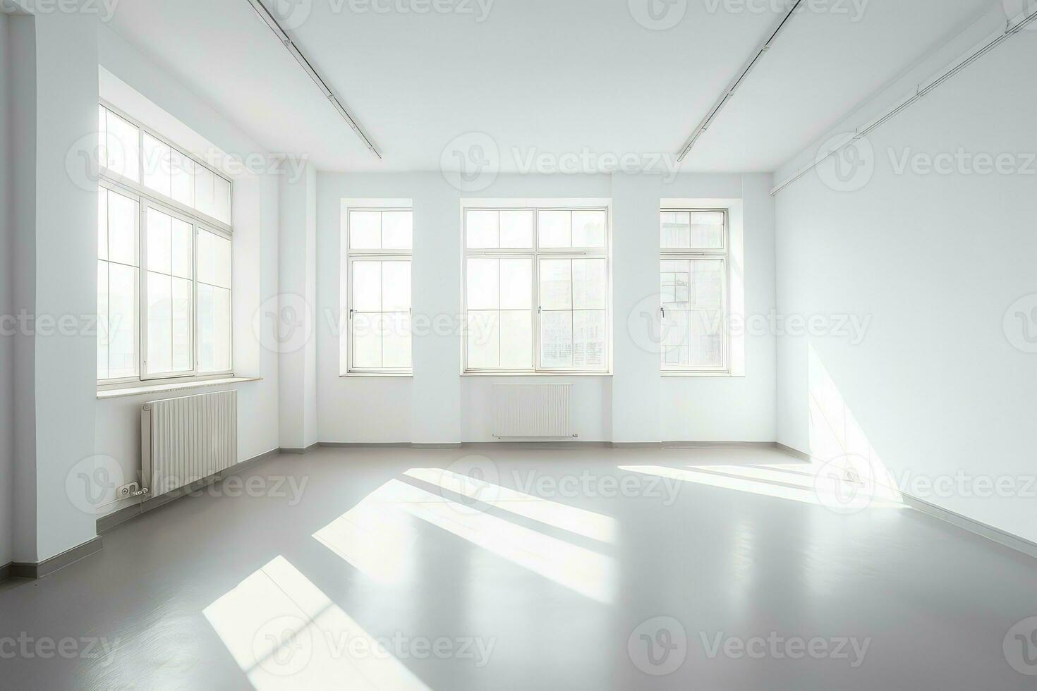 Minimalistic white room morning. Generate Ai photo