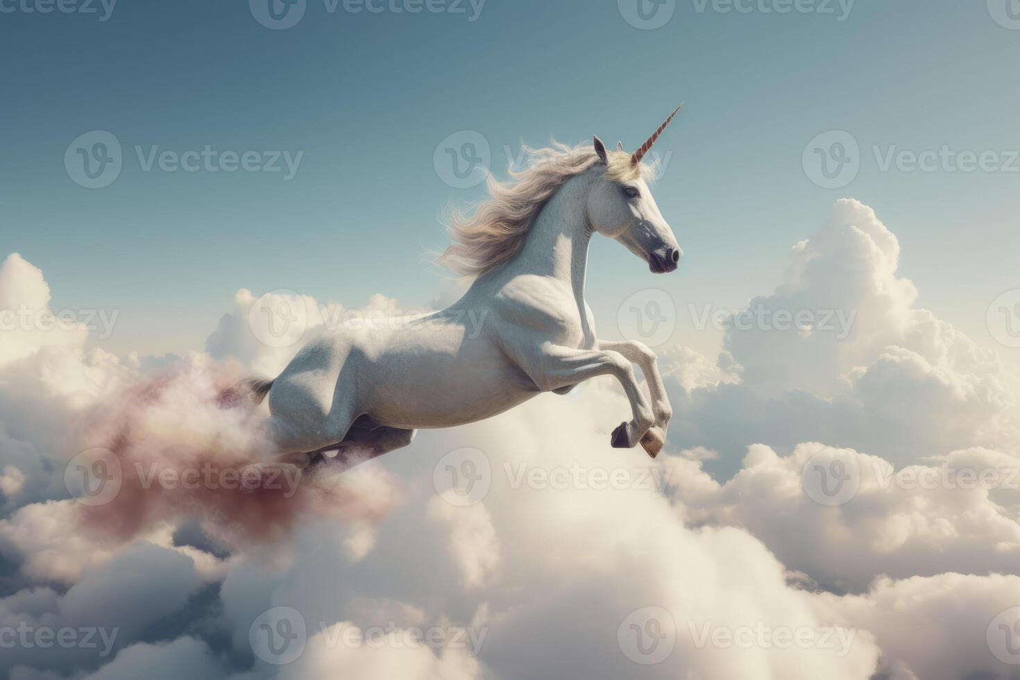 Unicord clouds flying. Generate Ai photo