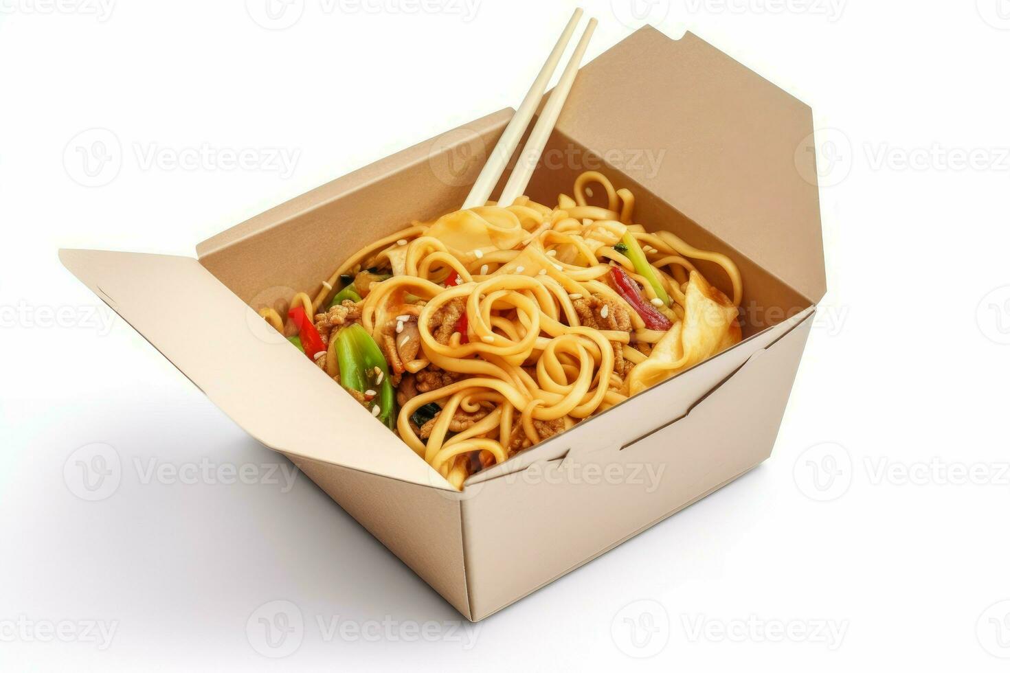 Box wok noodles. Generate Ai photo