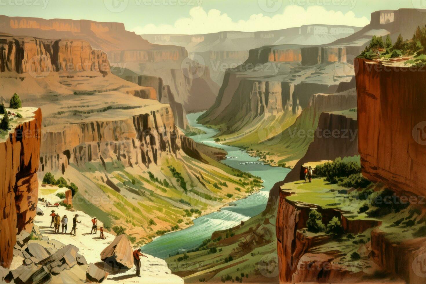 Grand canyon view vintage. Generate Ai photo