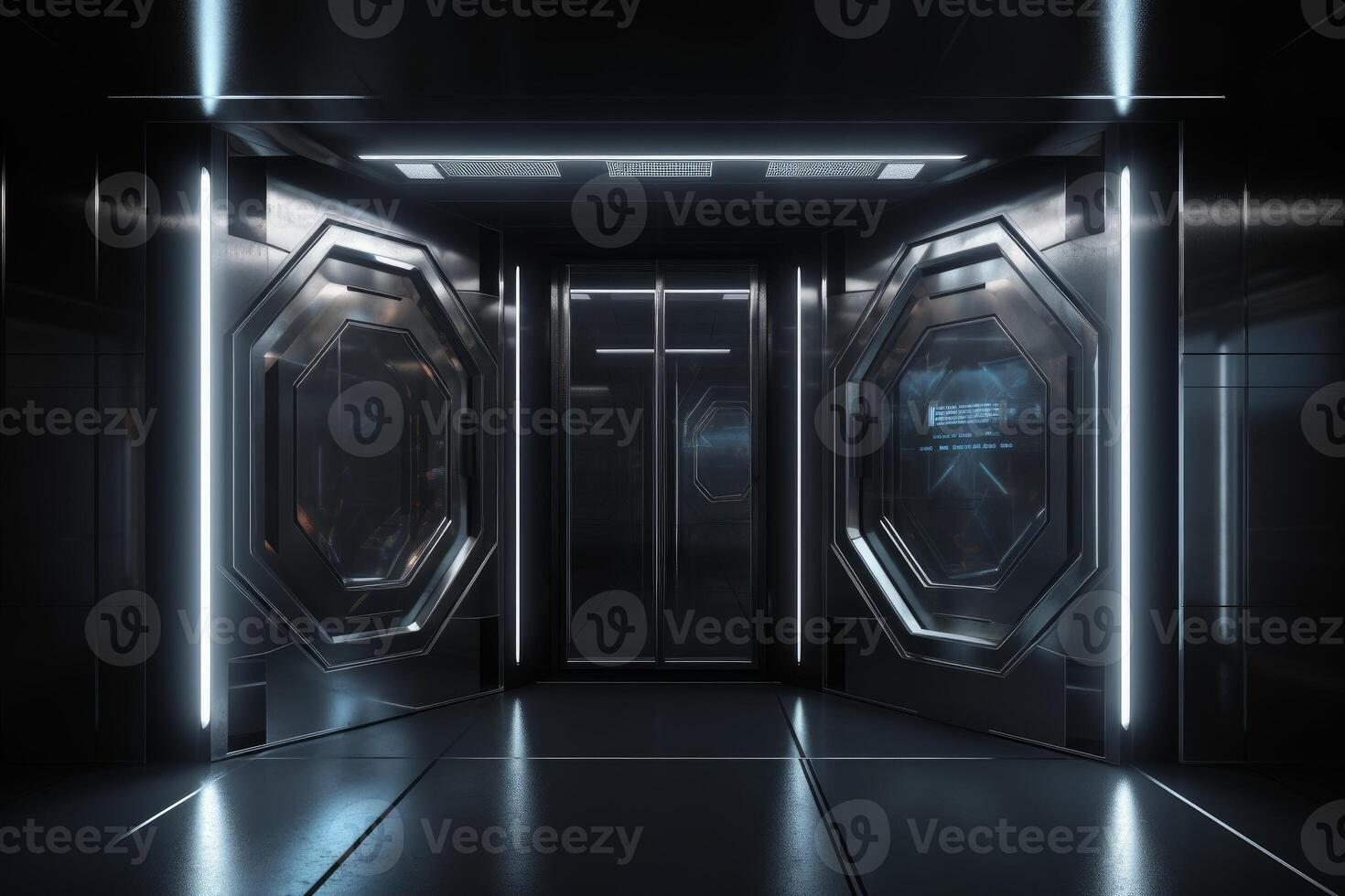Spaceship futuristic sliding doors. Generate Ai photo