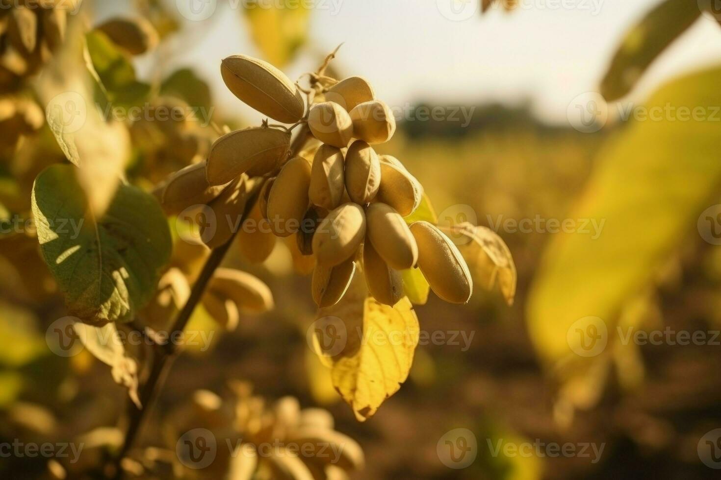 Soy beans farm. Generate Ai photo