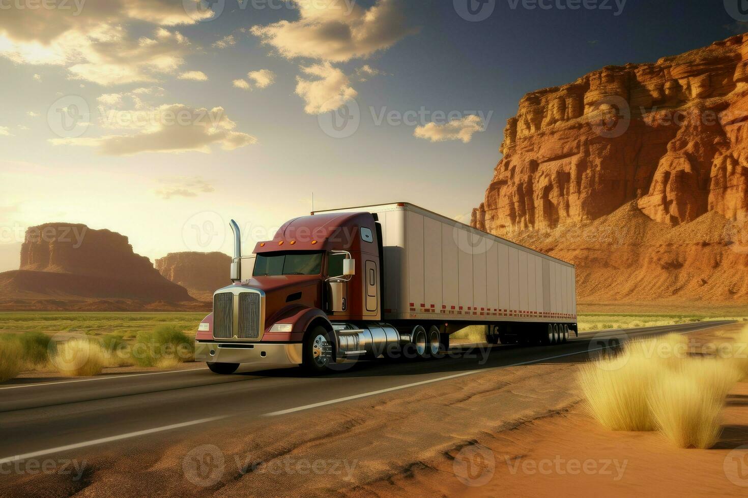 American truck closeup. Generate Ai photo