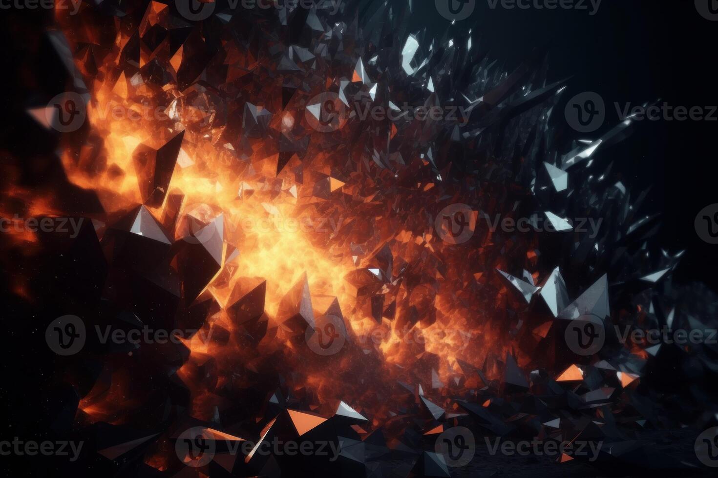 Rocks fire explosion. Generate Ai photo