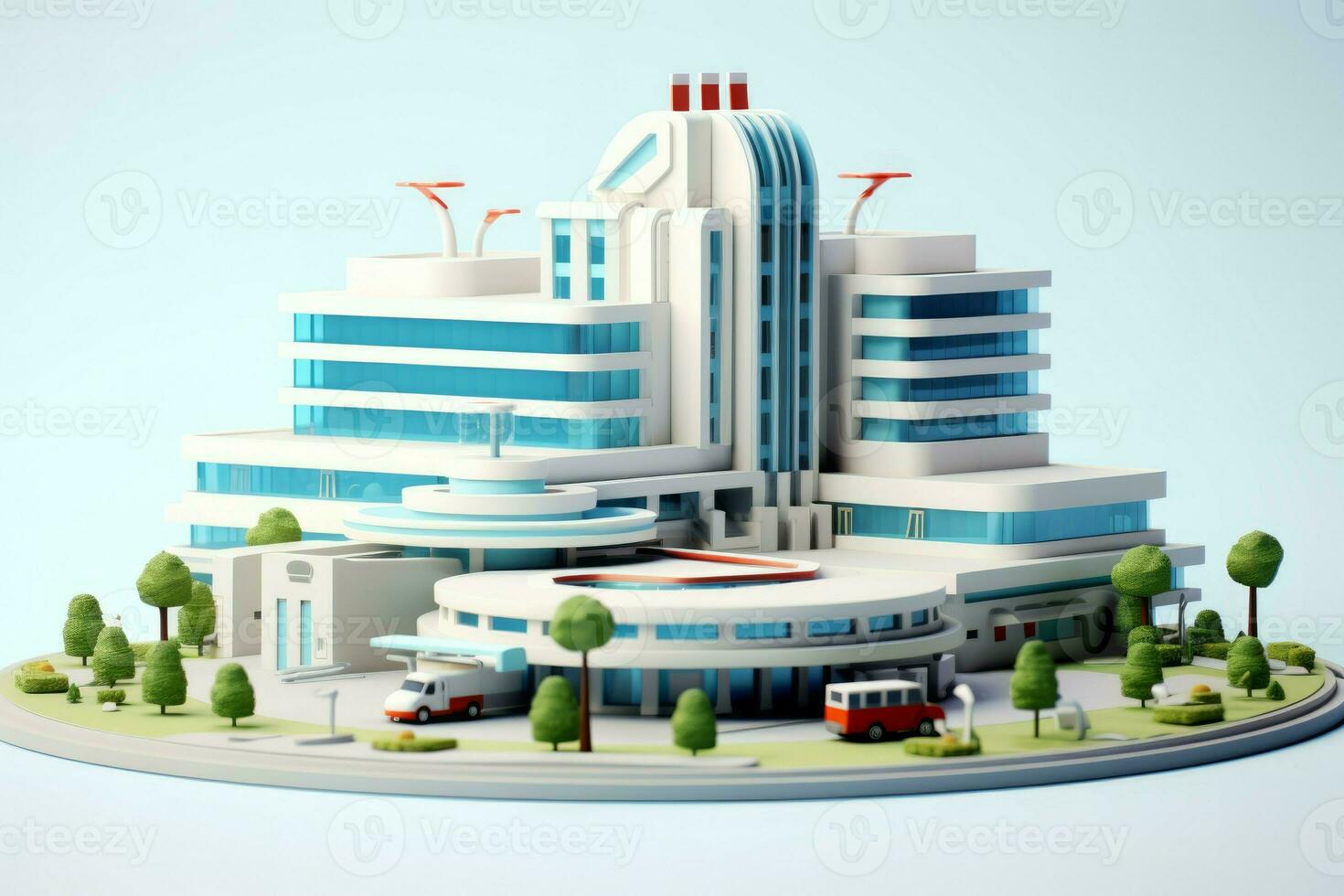 Hospital 3d illustration building. Generate Ai photo