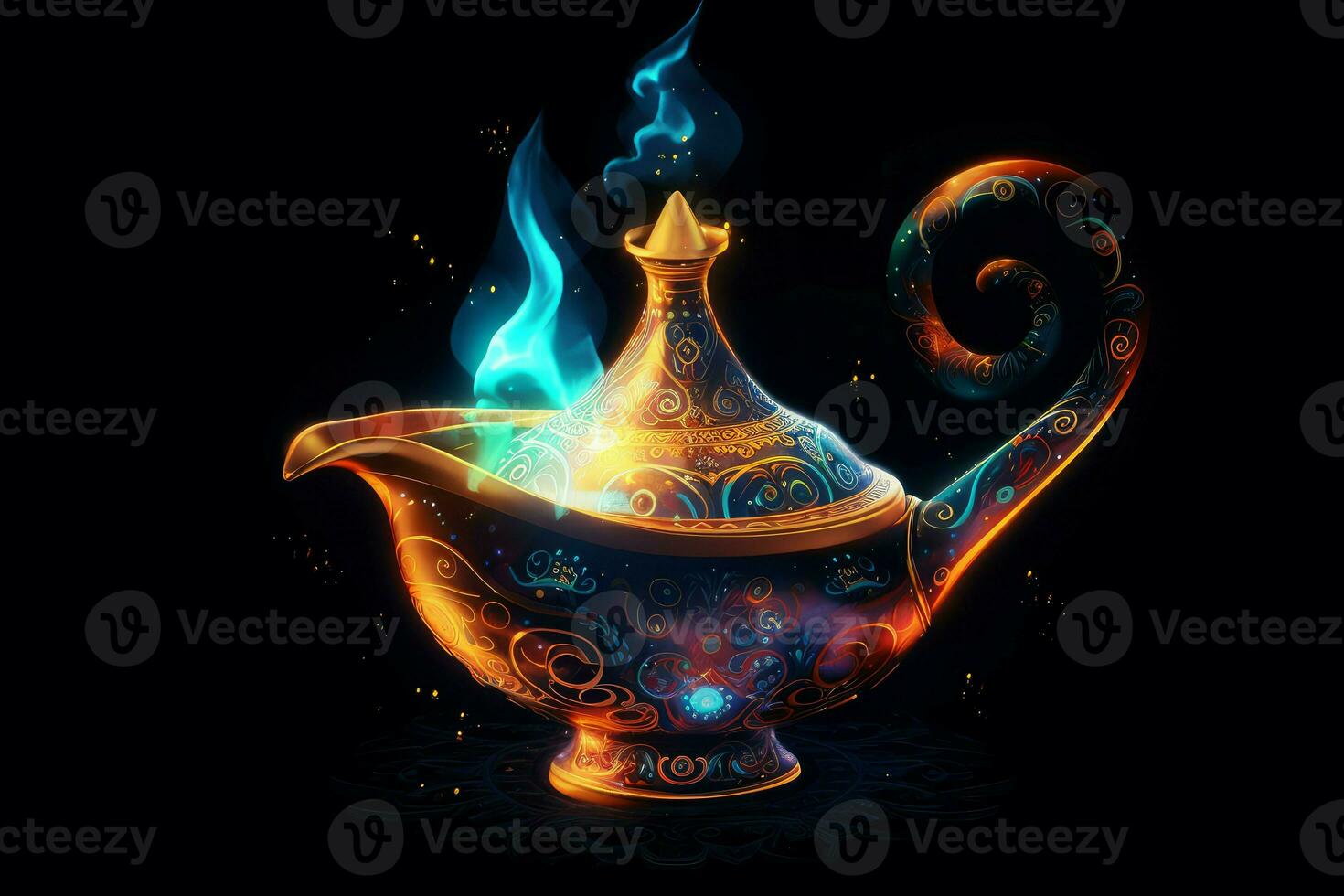 Magic lamp object. Generate Ai photo