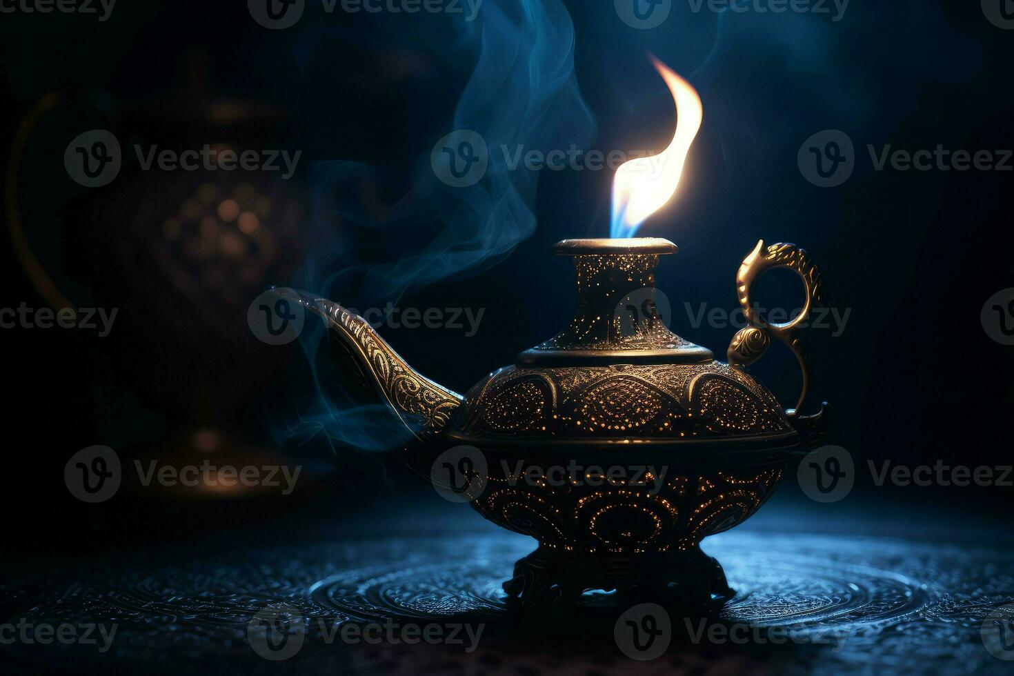 Magic lamp golden. Generate Ai photo