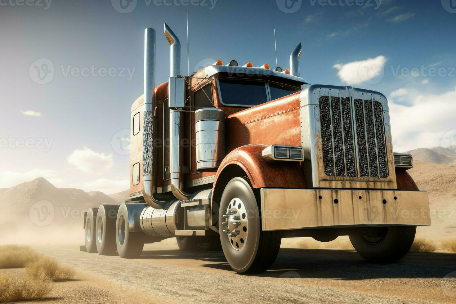 American truck. Generate Ai photo