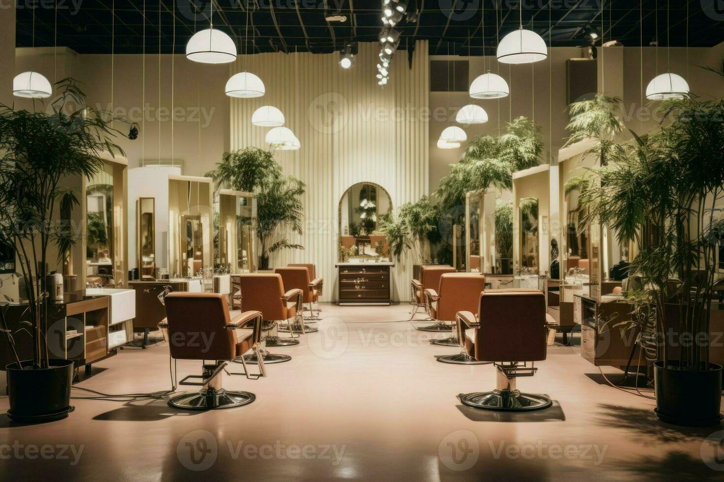 Hairdresser salon interior light. Generate Ai photo