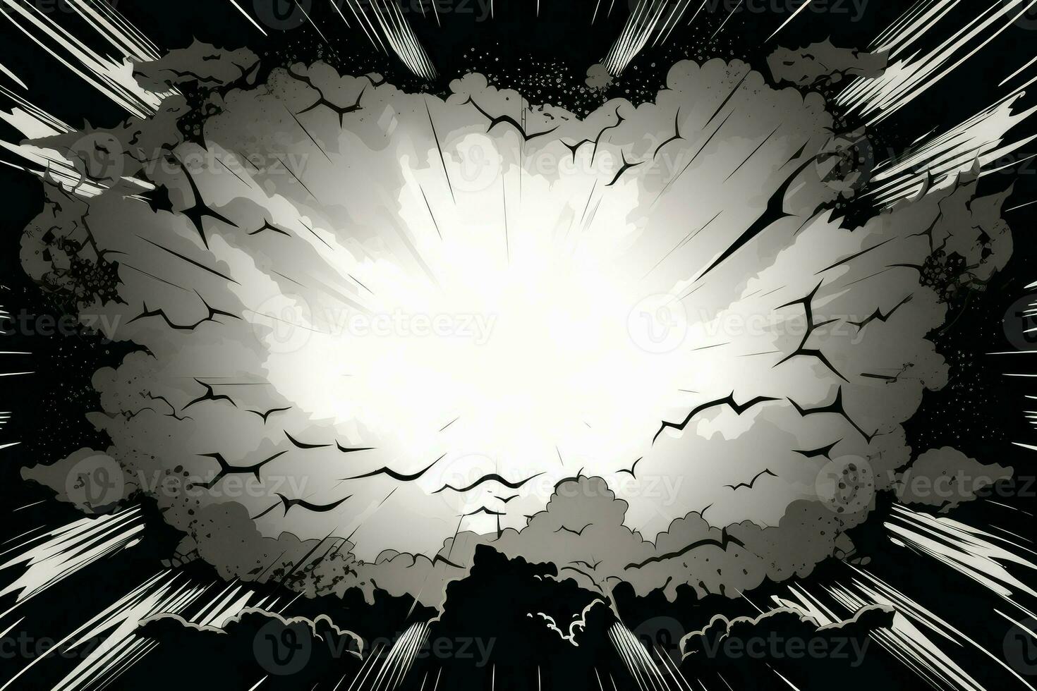 Comic style black frame explosion. Generate Ai photo