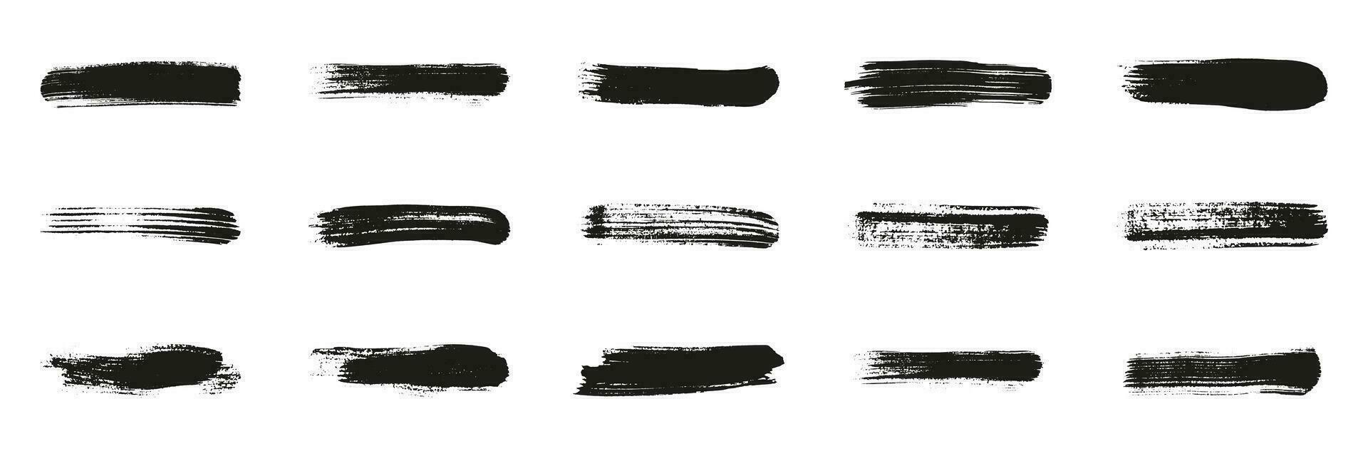 Paint Brush Stroke Stencil Set. Splatter in Rectangle Shape. Black Brushstroke Grunge Texture. Abstract Design Element on White Background. Paintbrush Splash. Isolated Vector Illustration.