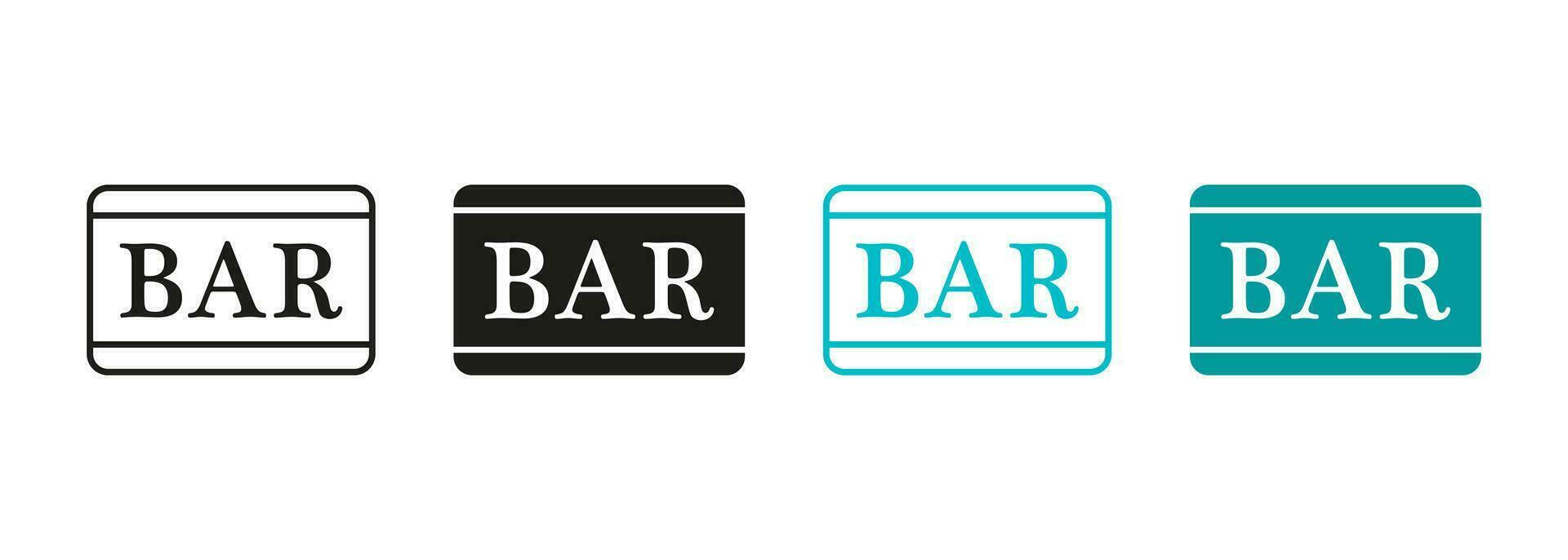 Bar in Slot Machine Line and Silhouette Icon. Fruit Machine Win Pictogram. Simple Frame for Bar Signboard, Jackpot Casino Symbol Collection on White Background. Isolated Vector Illustration.