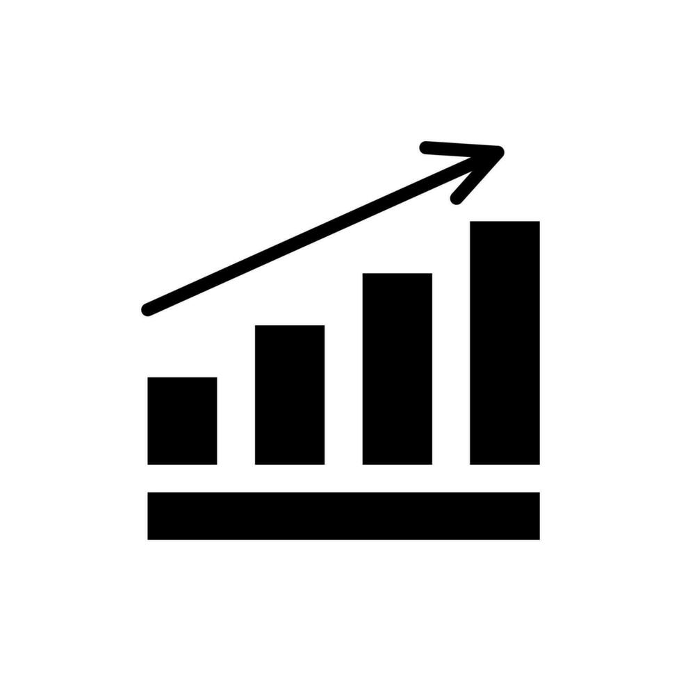 growing graph, bar chart, Flat icon isolated on the white background, flat design vector illustration.