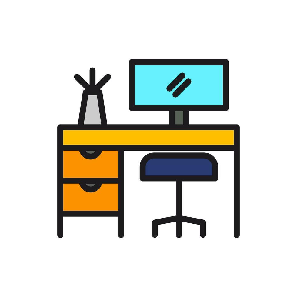 Workplace icon isolated on the white background, flat design vector illustration.