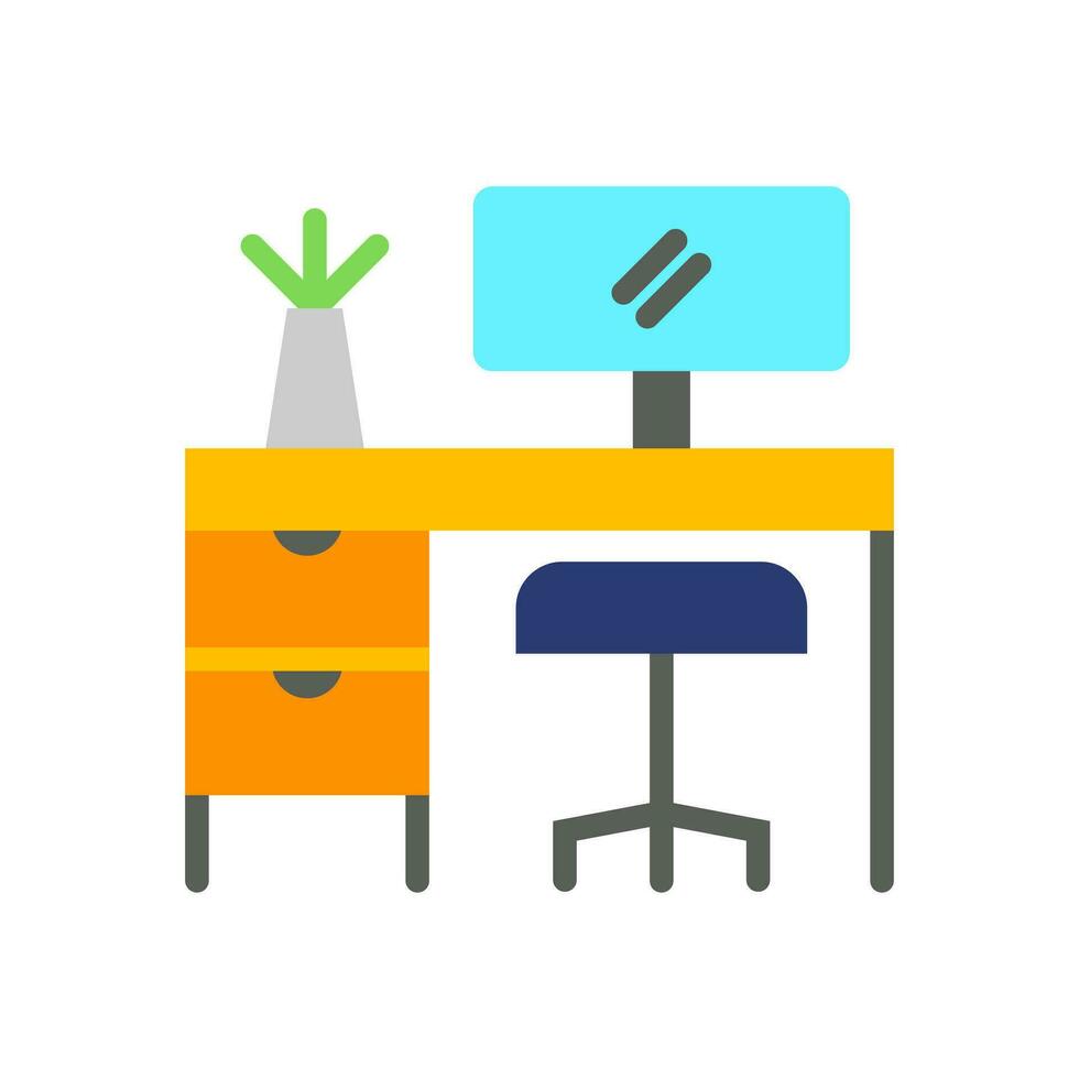 Workplace icon isolated on the white background, flat design vector illustration.