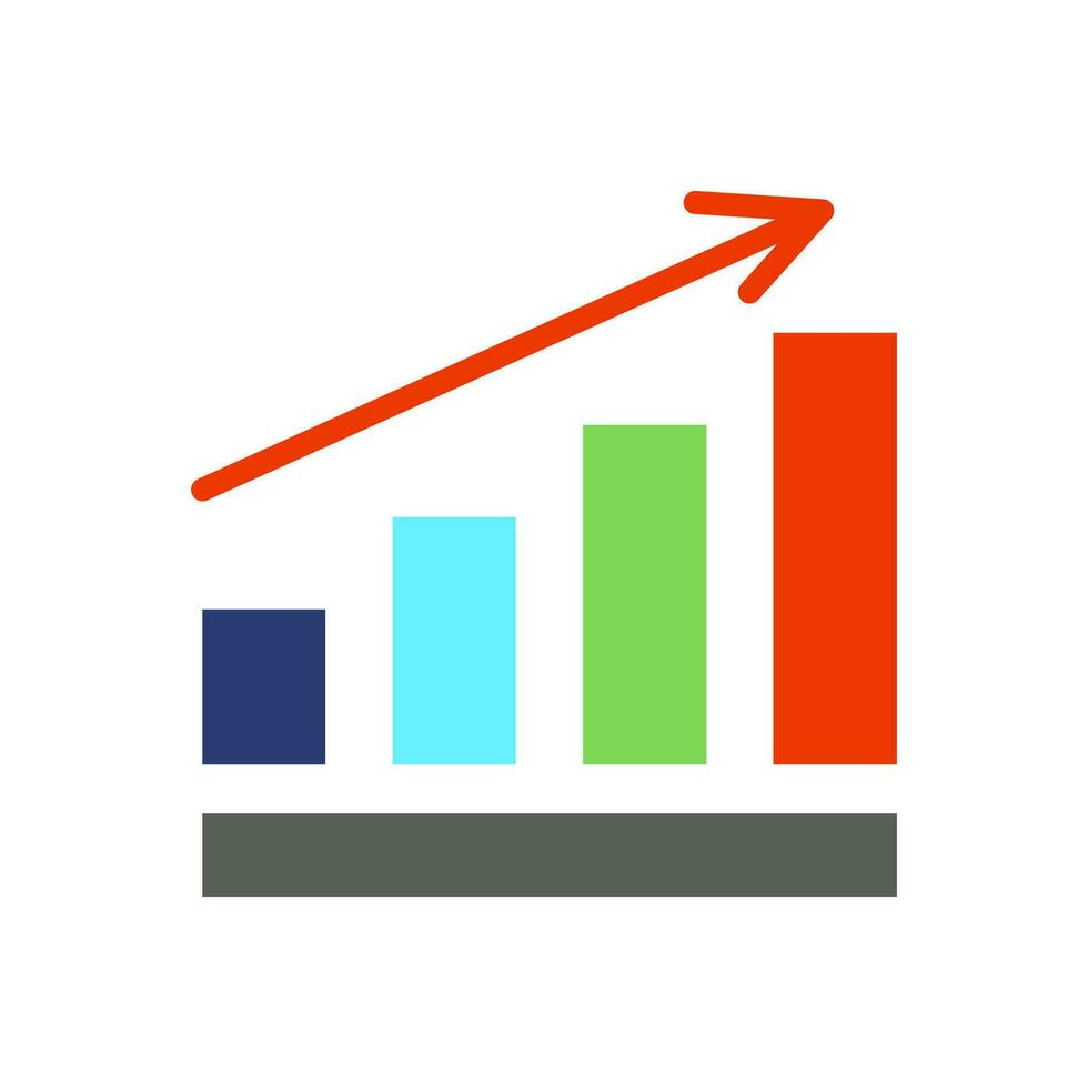 growing graph, bar chart, Flat icon isolated on the white background, flat design vector illustration.